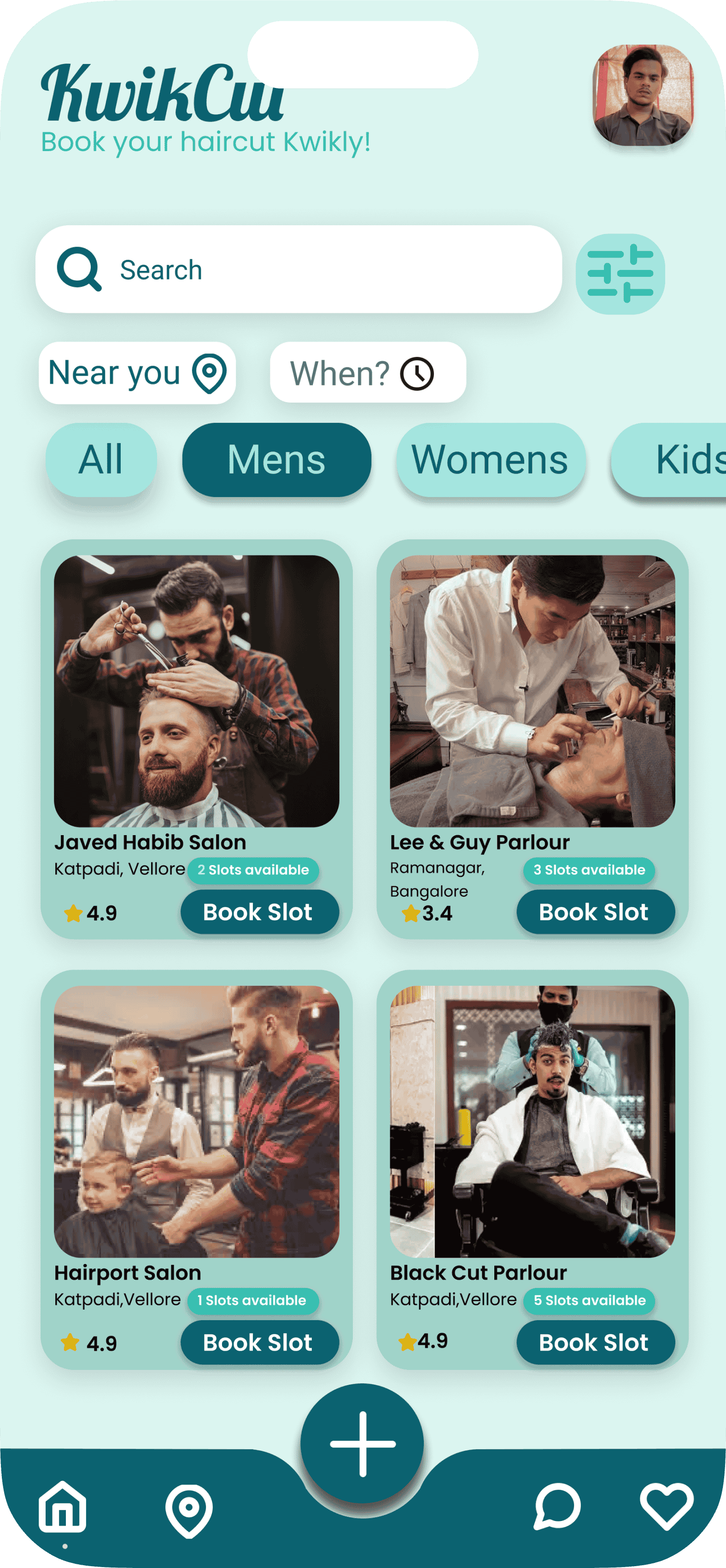 KwikCut app UI screen 1